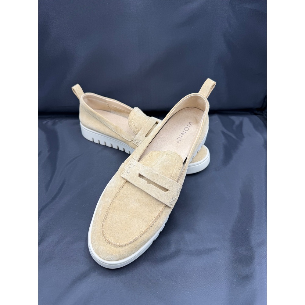 Vionic Uptown Women's 11 Sand Suede Penny Loafers Comfort Sneaker Sole